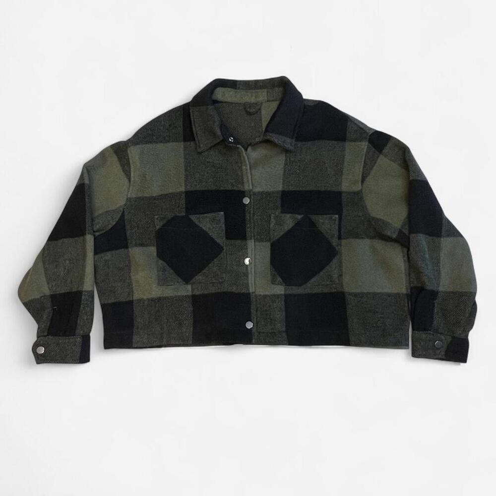 For The Republic cropped plaid shirt jacket shacket
